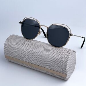 SALE! NEW Jimmy Choo FRANNY/S J5G Gold Dark Gray Round Steel Women Sunglasses